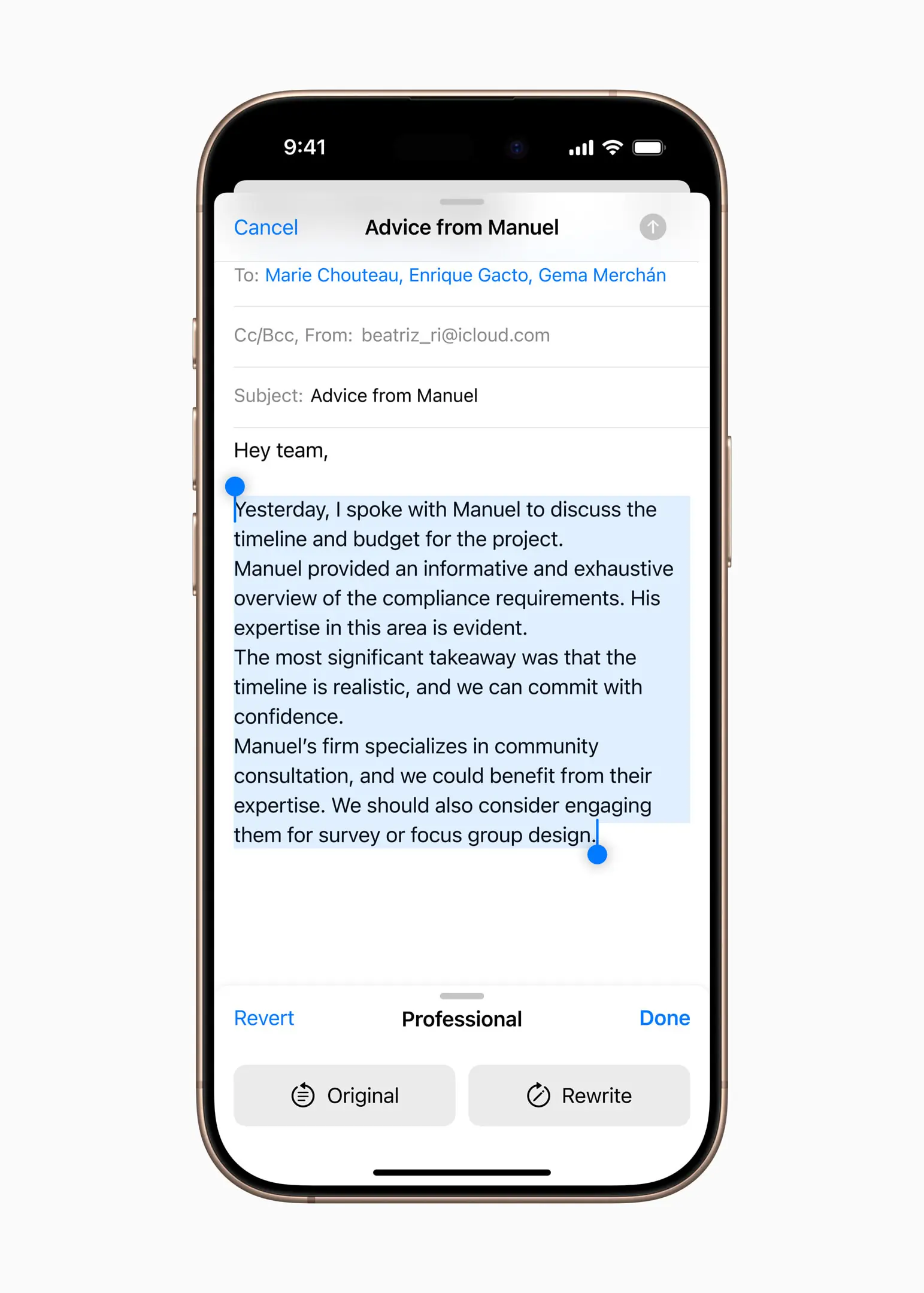 iOS 18 Apple Intelligence rewrite