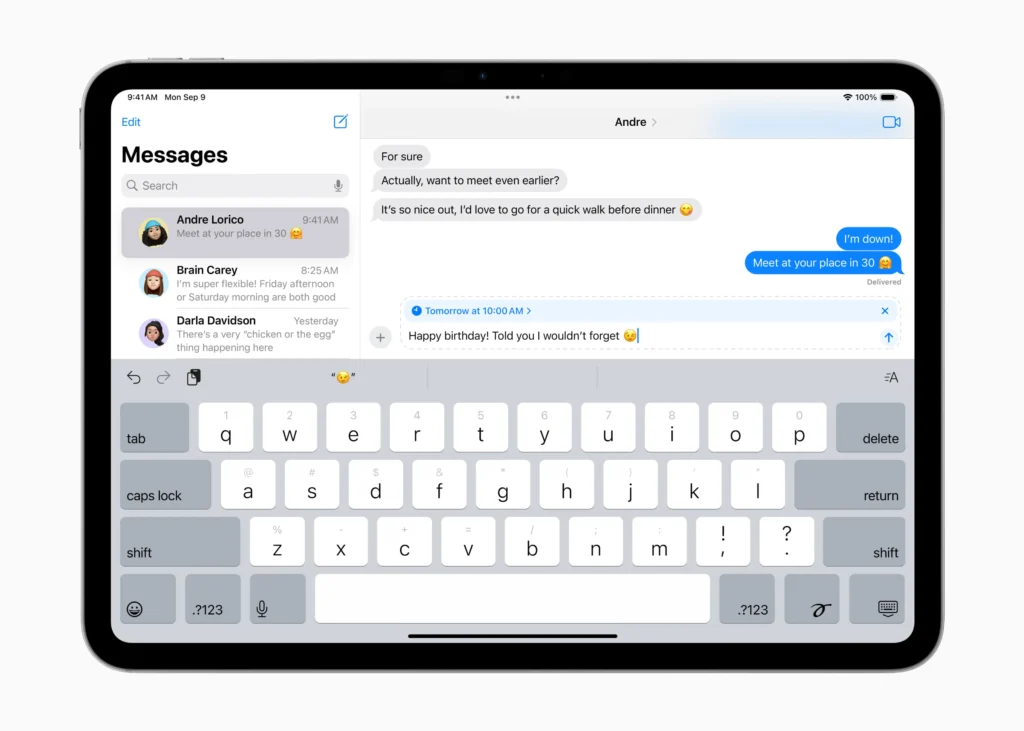 iPadOS 18 Messages schedule