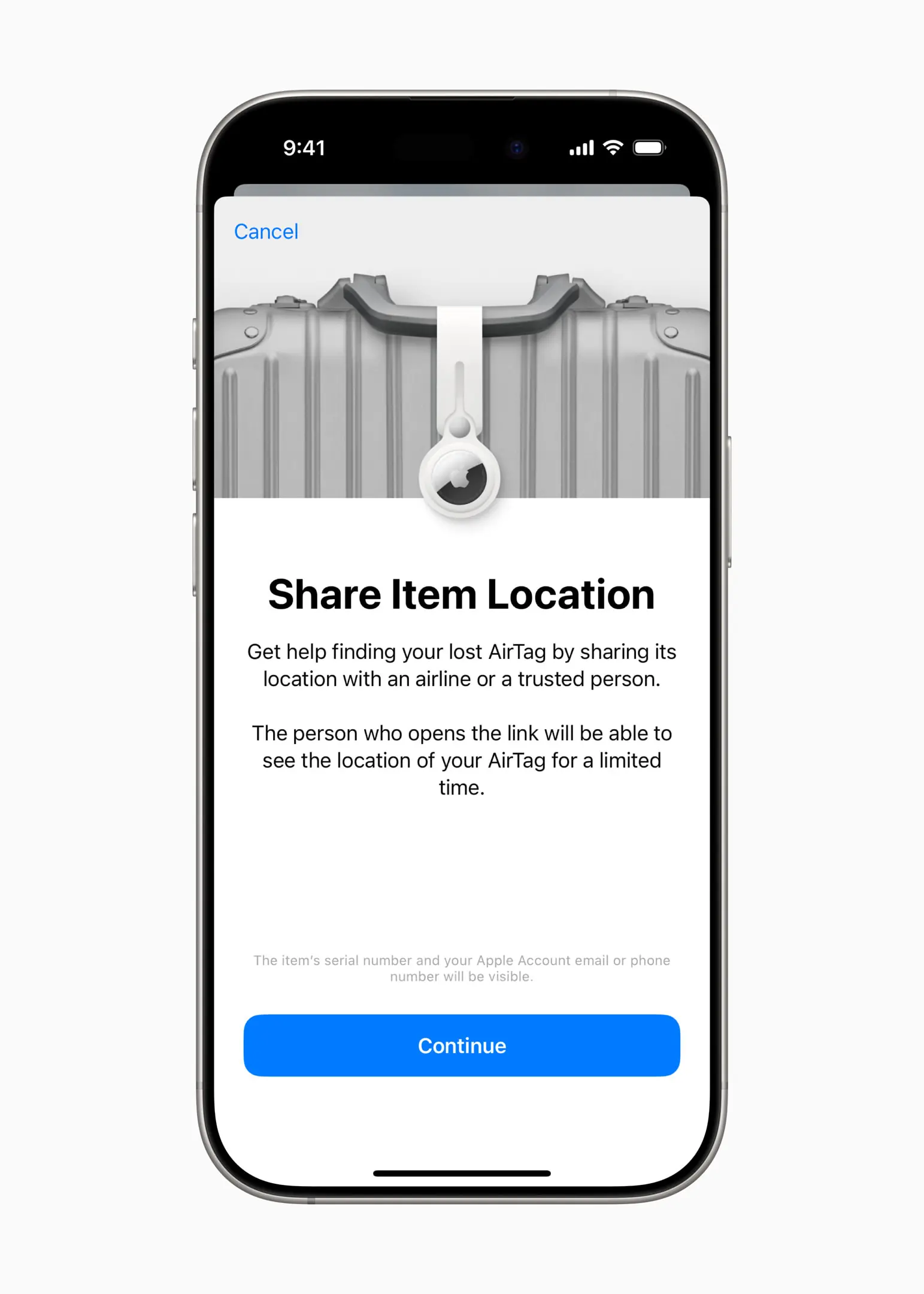 Apple Find My Share Item location