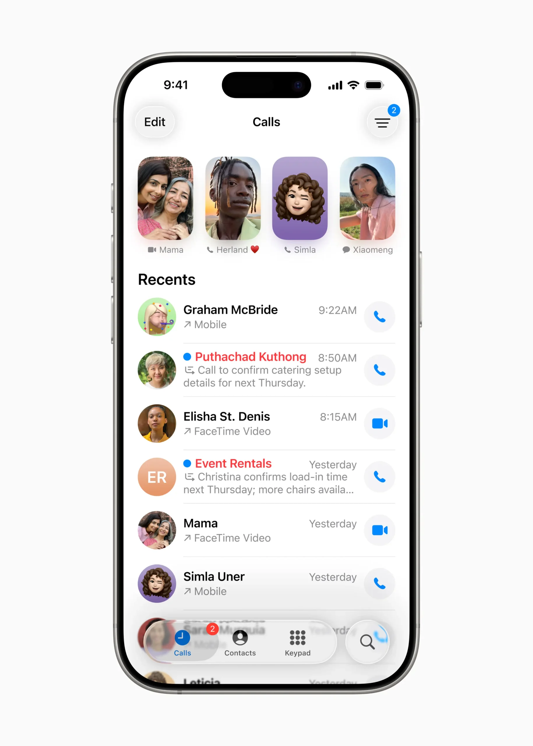 iOS 26 Phone app Unified Layout