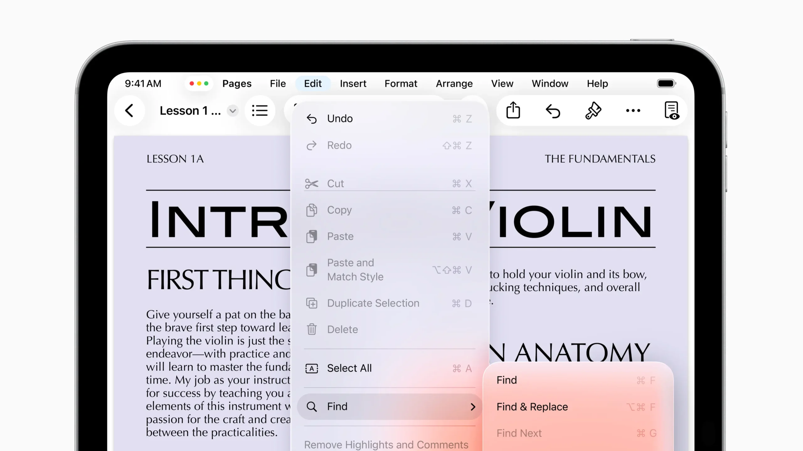 iPadOS 26 Menu bar