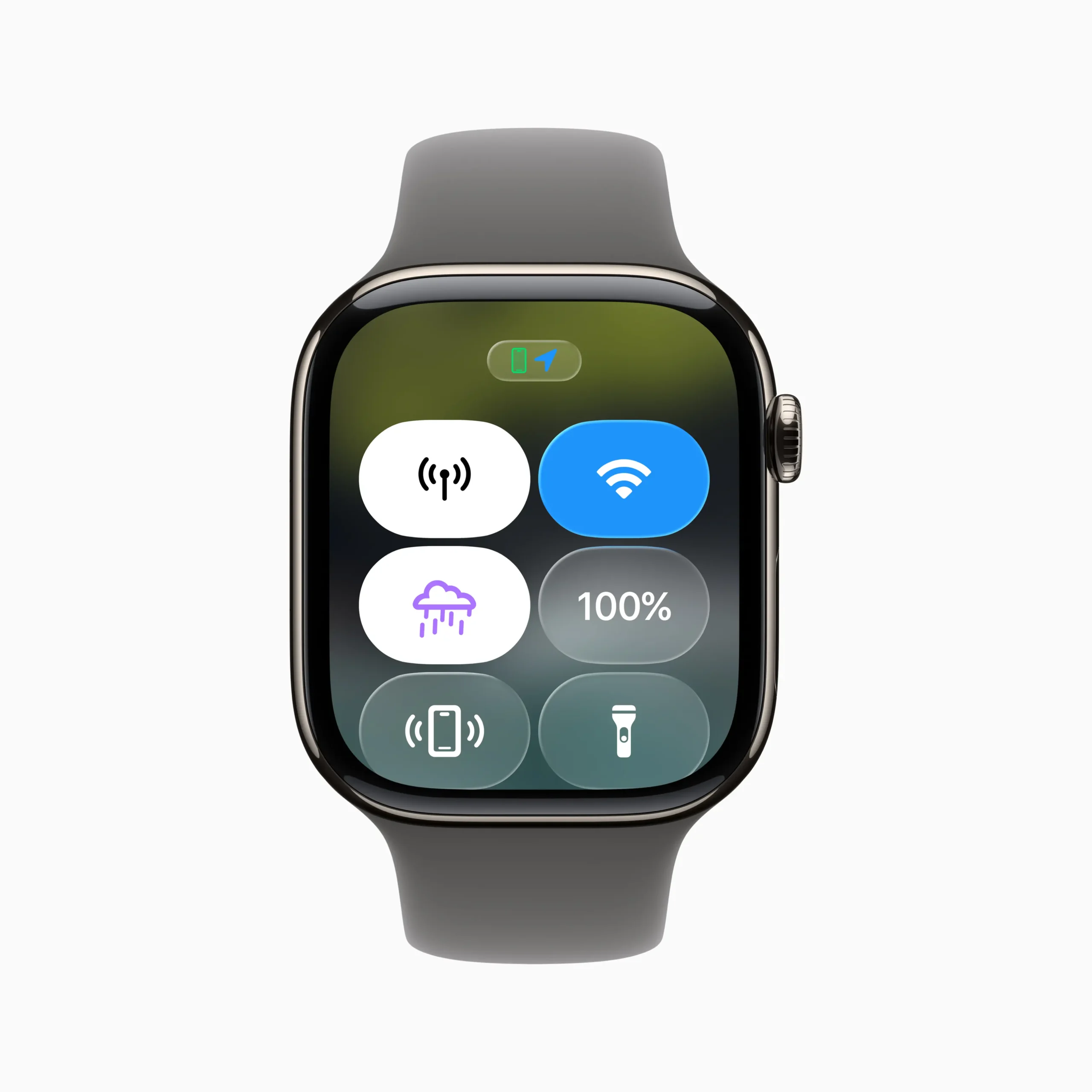 watchOS 26 Control Center Liquid Glass
