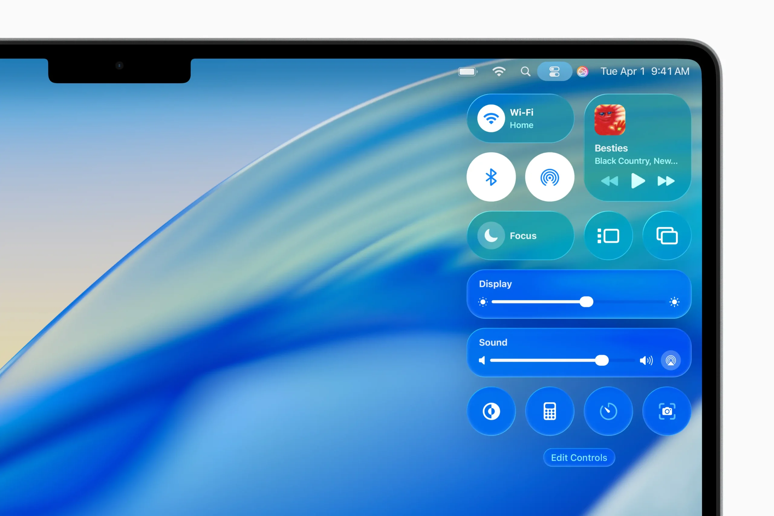 Apple OS 26 Liquid Glass Control Center